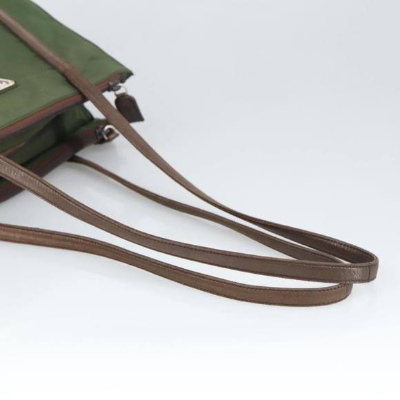 PRADA Shoulder Bag Nylon Leather Khaki Brown Silver Auth bs20160 - Picture 7 of 16